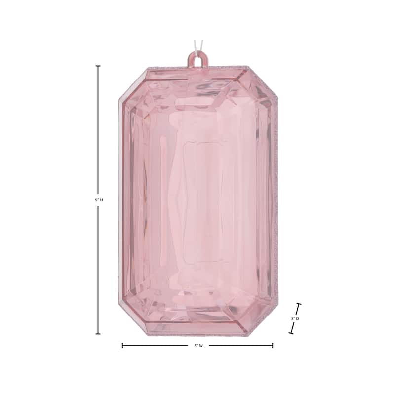 9" Acrylic Emerald Cut Precious Gem Ornament Set of 3