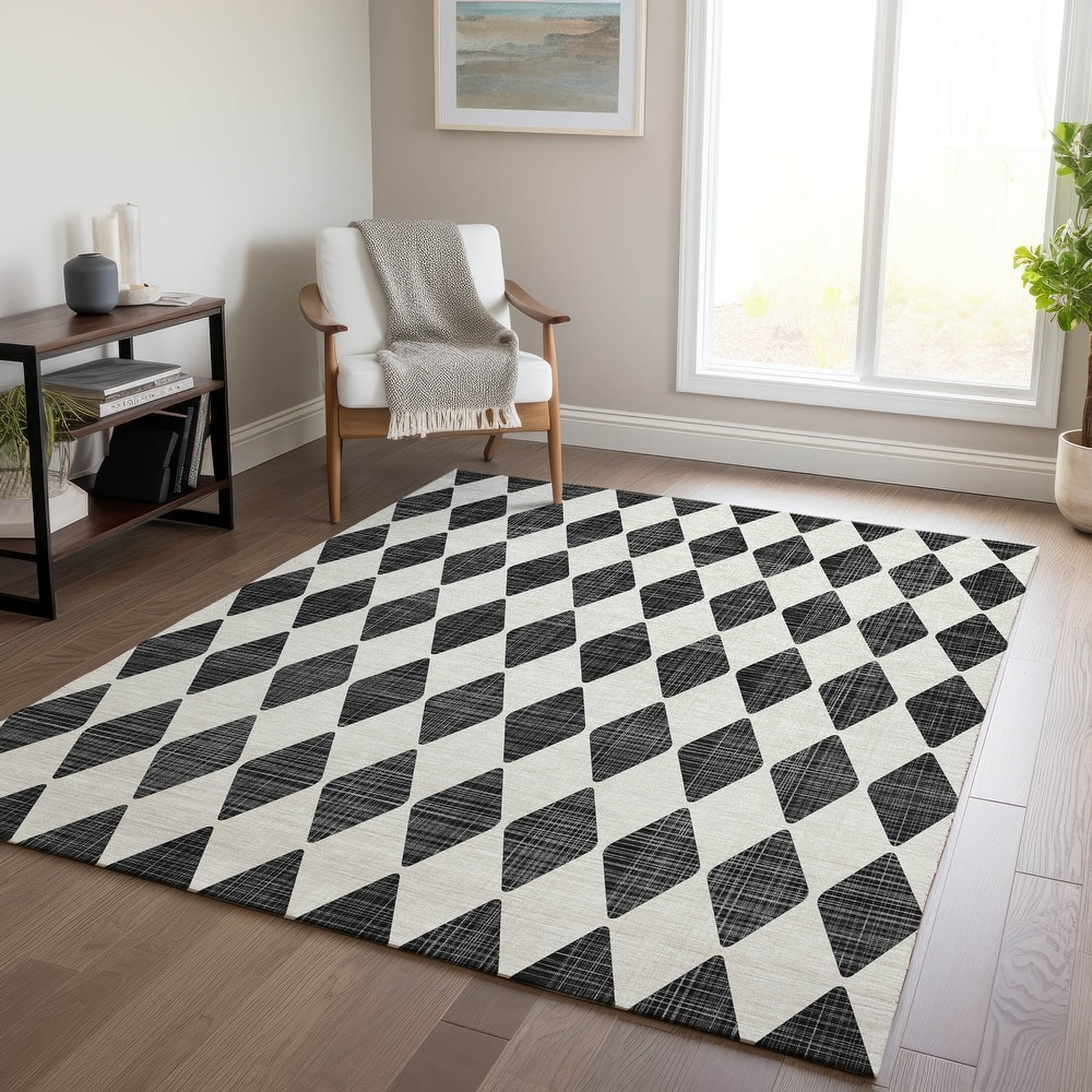 Machine Washable Indoor/ Outdoor Chantille Argyle Rug