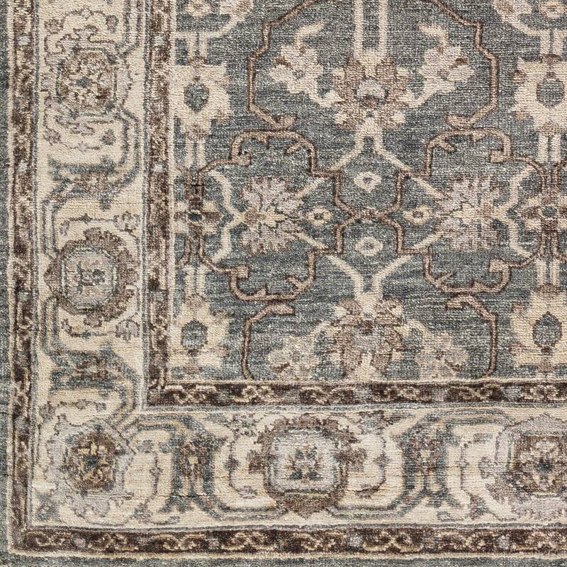 Hand-Knotted Bingham Border Viscose Area Rug - 8' Round