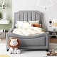 preview thumbnail 40 of 55, Casual Upholstered Daybed with Guardrail, Classic Headboard Footboard, Wood Slat Support Bed for Children Kids Platform Bed Gray Classic - Twin
