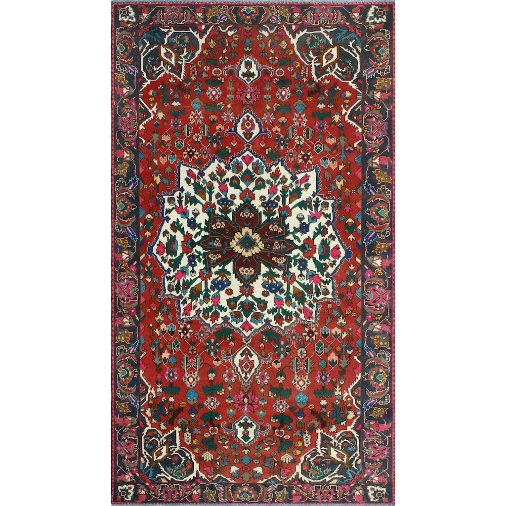 Fine Vintage Distressed Jovana Red/Charcoal Rug - 5'3" x 9'4"