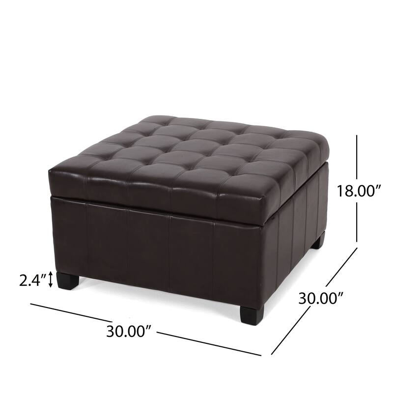 Upholstered Tufted PU Leather Storage Ottoman with Soft Close
