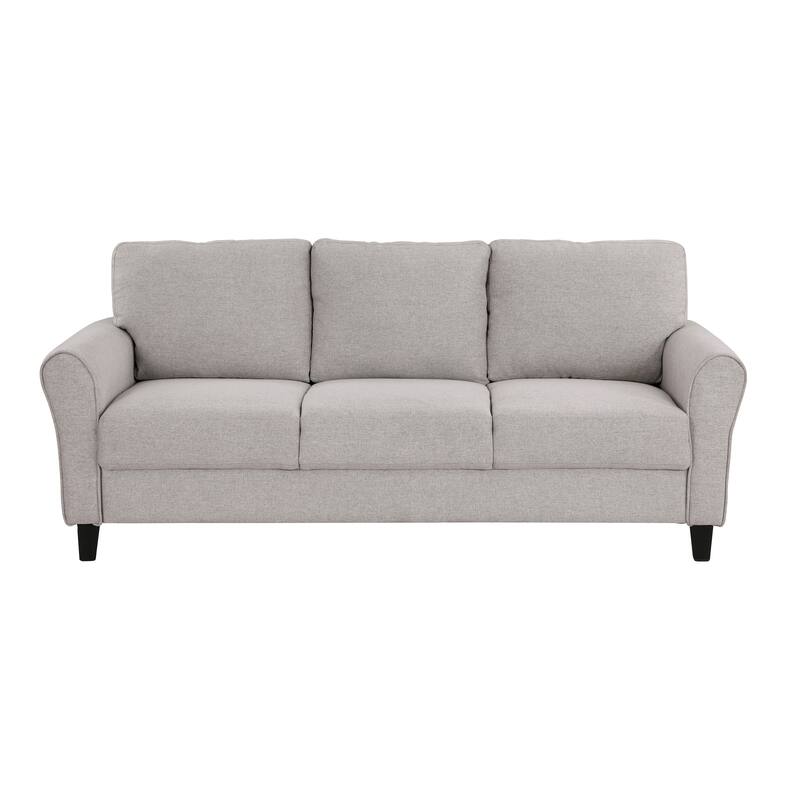 Sand Hued Textured Fabric Upholstered 1pc Sofa with Attached Cushions