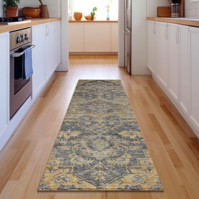 Premium Washable Super Soft Traditional Heriz Mayfield Rug - Gray - 2' 3" x 7' 6" - Runner