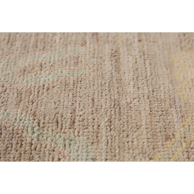 Hand Knotted Oriental 100% Wool Carpet Transitional All-Over Brown Oushak Area Rug - 13' 5'' X 9' 11''