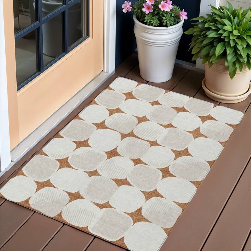 HomeRoots Abstract Transitional Rectangle Outdoor Rug - 3' x 5'