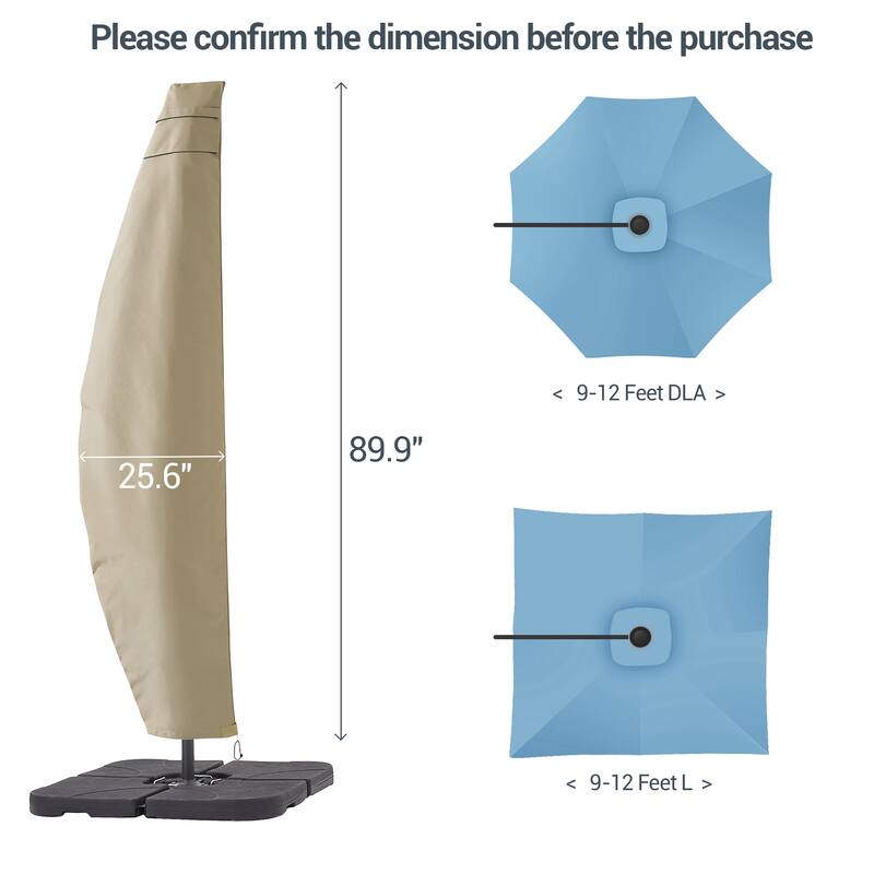 LIVOOSUN Patio Offset Umbrella Covers 600D Waterproof, Fits 8ft-11ft