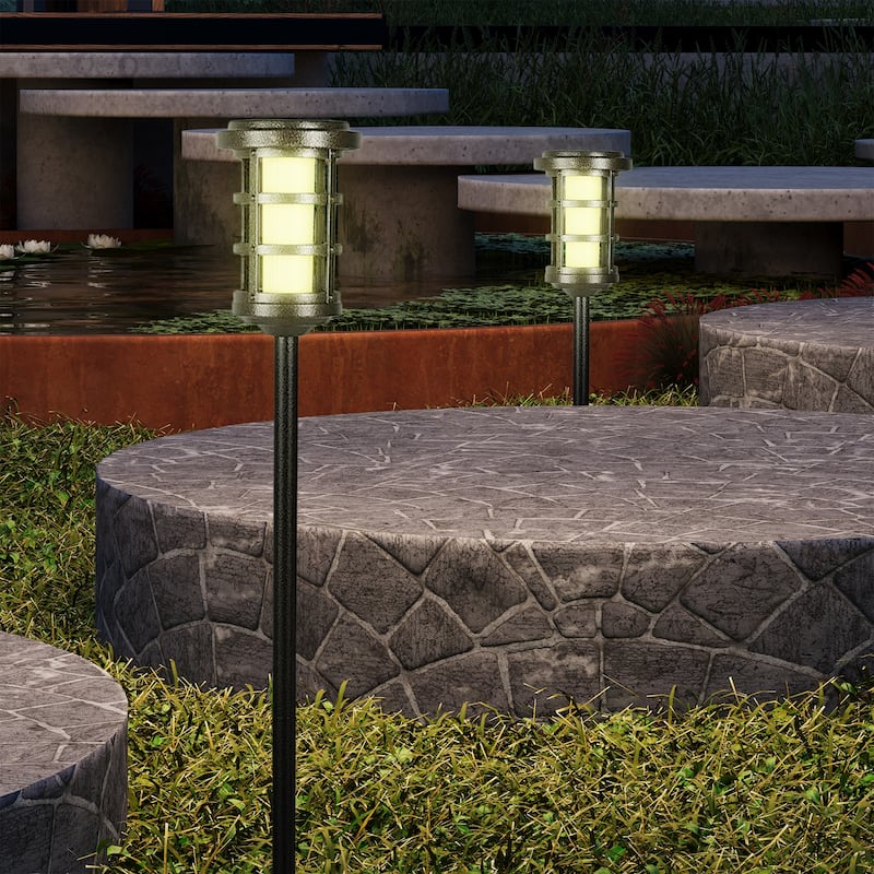 Solar Lamp Post Lights 4 Pack, Waterproof Outside Street Lights Solar Floor Lamp