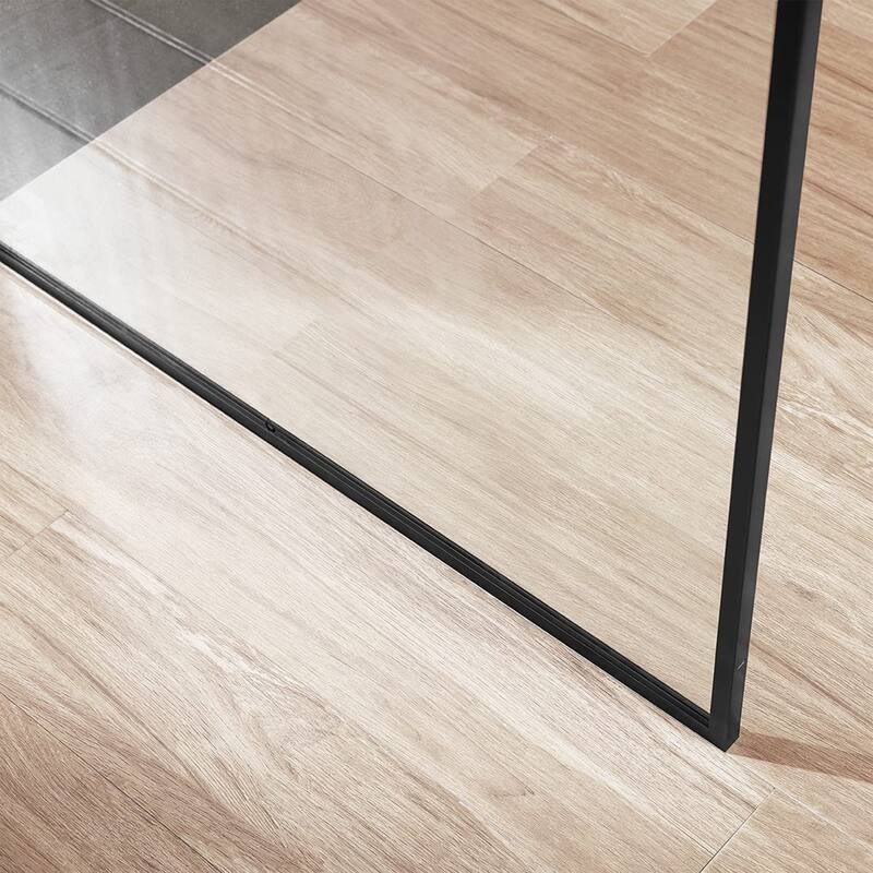 Serene Valley 34 x 72 Inch Tempered Glass Stand Alone Shower Screen, Matte Black - 78.35