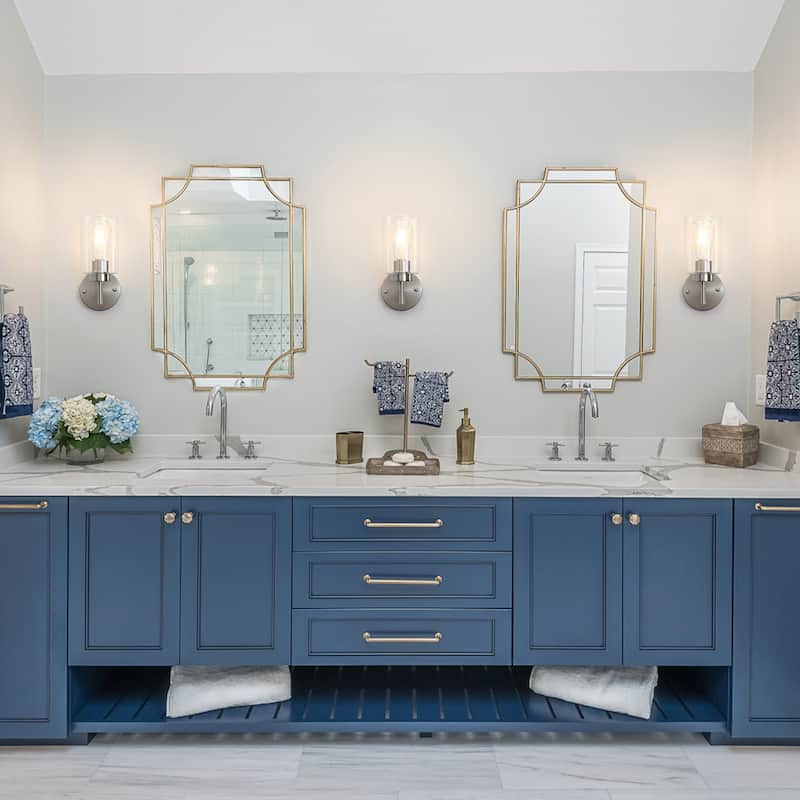 1-Light Modern Bathroom Vanity Light with Clear Glass Shades, Classic Wall Sconces for Dining Room Living Room
