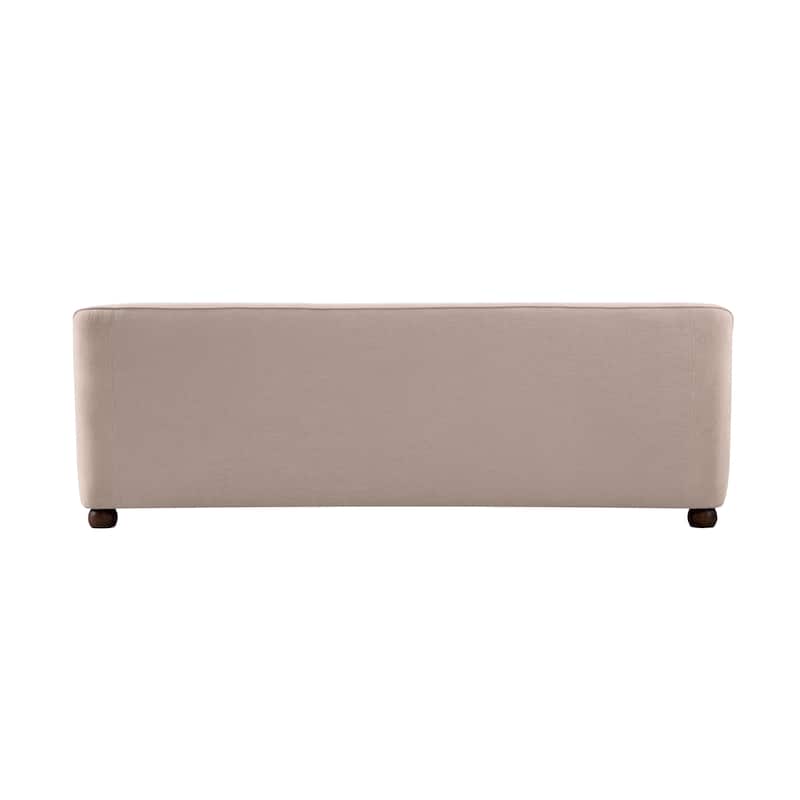 NADAAL STUDIOS Caelanor Sofa, Curved Back with Wide Lumbar Cushions and Wooden Bun Feet, Oat