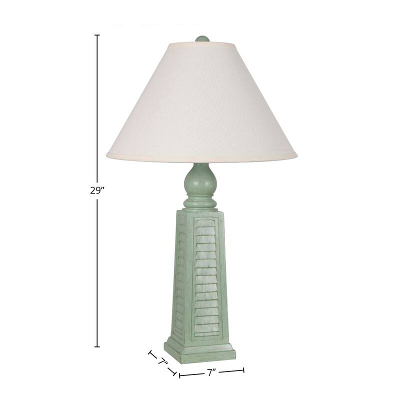 29" Shutter Table Lamp with Shade, Light Blue (Set of 2)