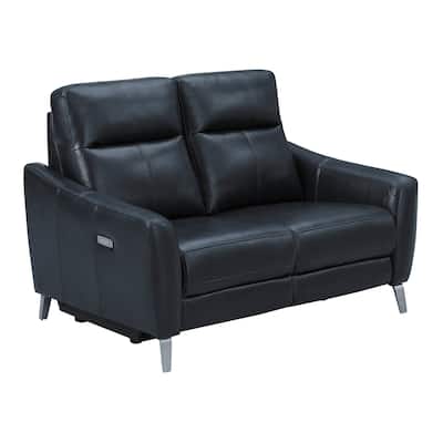 Hal 60 Inch Power Recliner Loveseat, Gel Foam, USB, Dark Blue Faux Leather