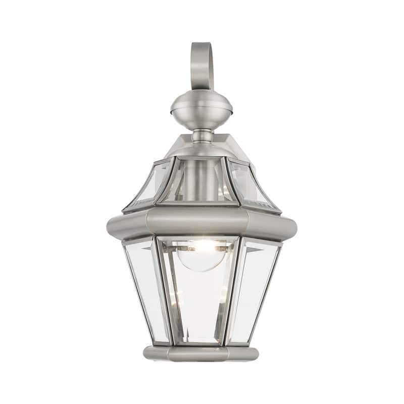 Livex Lighting 1-light Brushed Nickel Outdoor Wall Lantern, 2161-91 - 8.5" W x 14" H x 8" Ext.