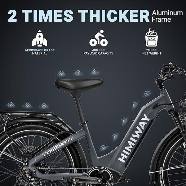 Himiway D5 Pro Step Thru Mid-drive Electric Bike, 80Miles Range 48V 20Ah Battery 500W Ebike, 400LBS Payload, 25MPH, 9 Speed - Bed Bath & Beyond - 40432880 Himiway D5 Pro Step Thru Mid-drive Electric Bike, 80Miles Range 48V 20Ah Battery 500W Ebike, 400LBS Payload, 25MPH, 9 Speed - Bed Bath & Beyond - 40432880