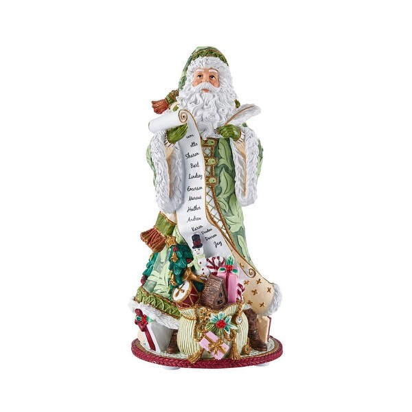 Fitz and Floyd Holiday Home Green Santa Musical Figurine,10.75
