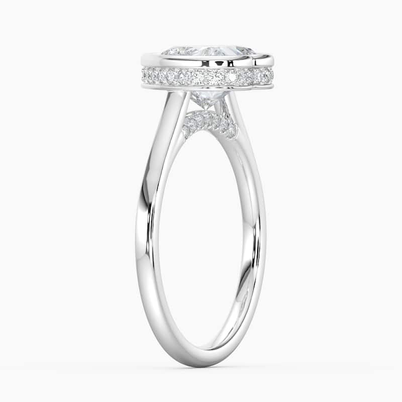 Auriya 14k Gold Lab Grown Heart Diamond Bezel Unique Hidden Halo Engagement Ring 1.00 to 5.00 ct. tw. (F-G, VS)
