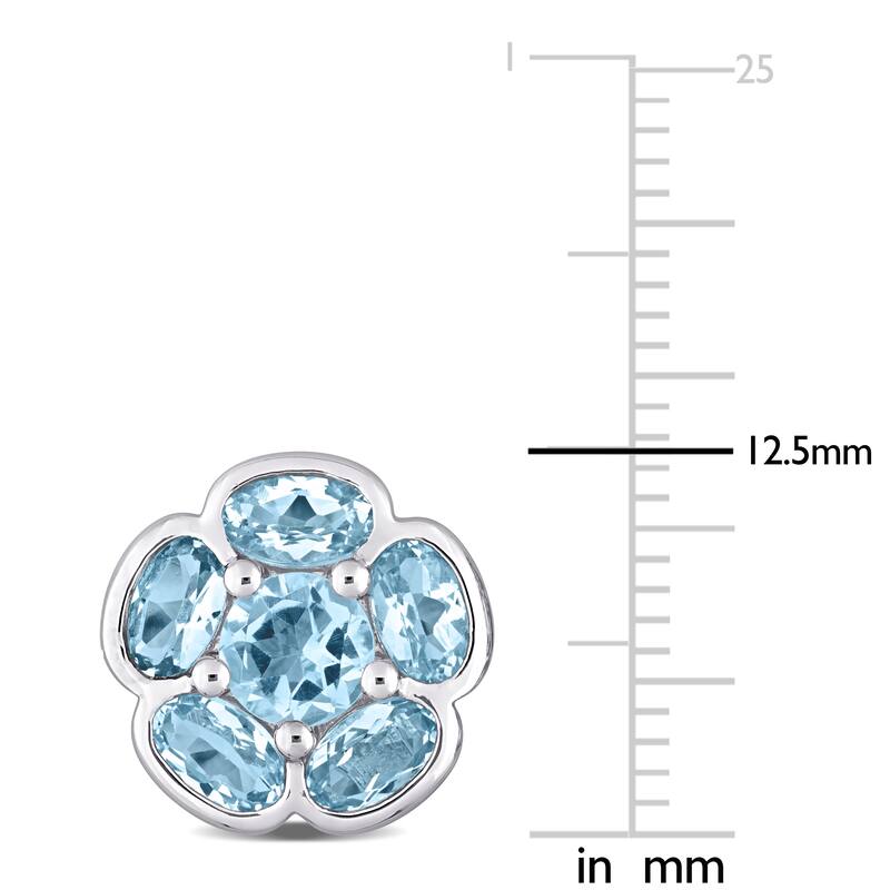 Miadora Sterling Silver Sky Blue Topaz Halo Flower Stud Earrings