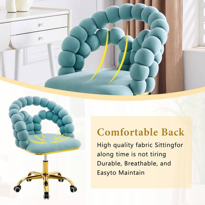 Velvet Bubble Chain Accent Chair with Gold Casters - Modern Sculptural Seating for Living Room & Office