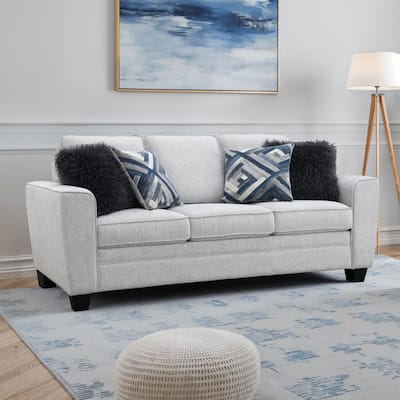 Furniture of America Maevy Chenille Sofa with Accent Pillows