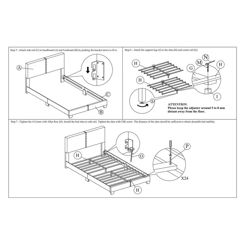 Queen Size White Faux Leather Upholstered Bed Frame with Wooden Legs