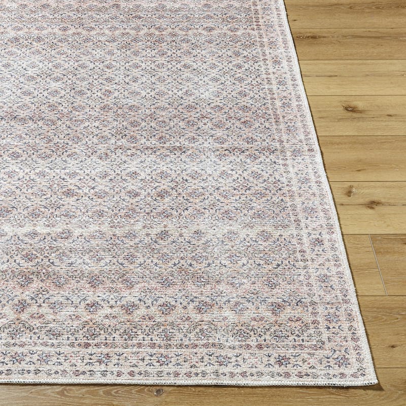 Livabliss Traditional Vinny Diamond Washable Area Rug