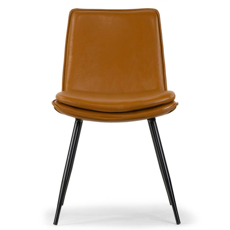 Set of 2 Avalon Cappuccino Faux Leather Dining Chair with Metal Legs