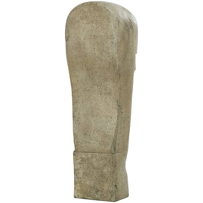 Gray Resin Tall Distressed Totem Face Decorative Sculpture