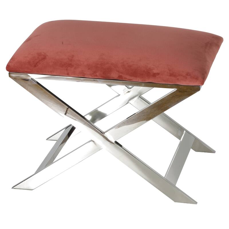 Cortesi Home Komodo X Bench Ottoman, 23", Blush Pink