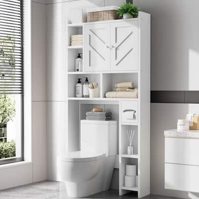 Over-The-Toilet Storage Cabinet – 2-Door Bathroom Organizer with Tissue Holder