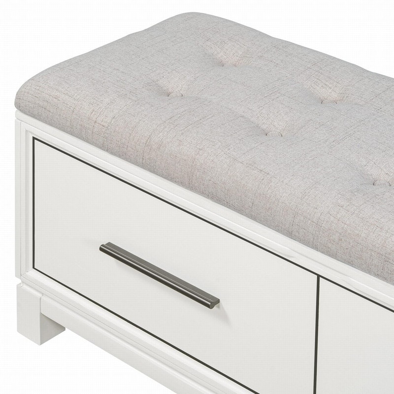 Shoe Bench with Removable Cushion and Hidden Storage for Entryway and Living Room Organization