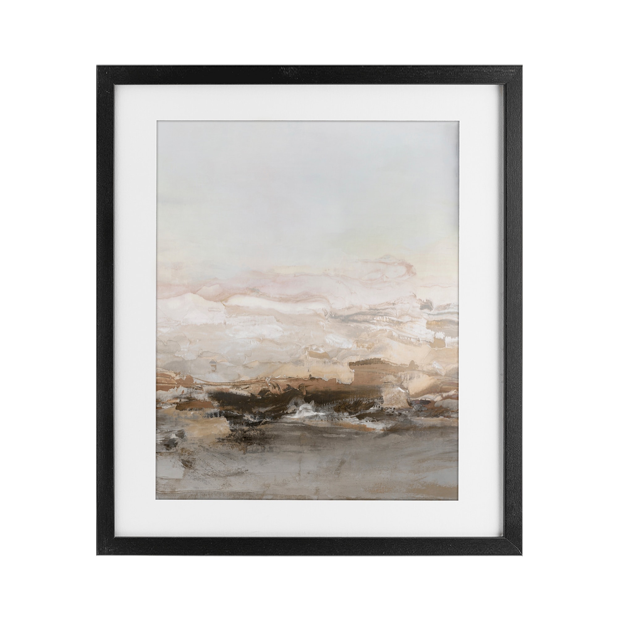 Stupell Neutral Toned Abstract Horizon Under Glass Framed Design By Hazel J.