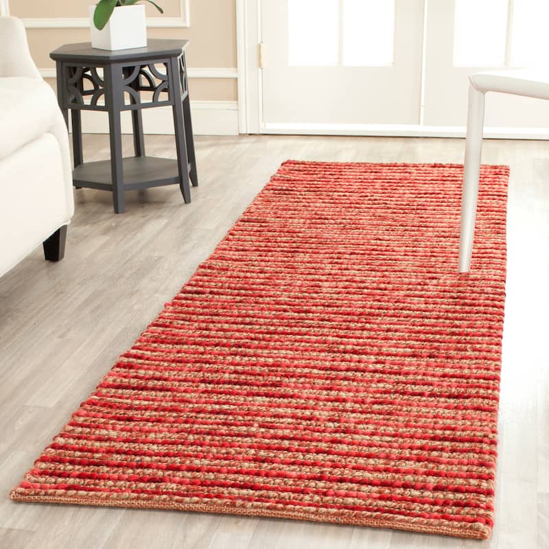 SAFAVIEH Handmade Bohemian Jelisava Jute & Wool Area Rug - 2'6" x 6' Runner - Red/Multi