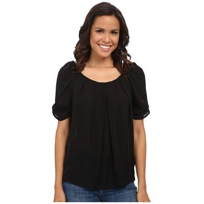 Joie Womens Eleanor Ruched Back Peasant Blouse,, Black, Small