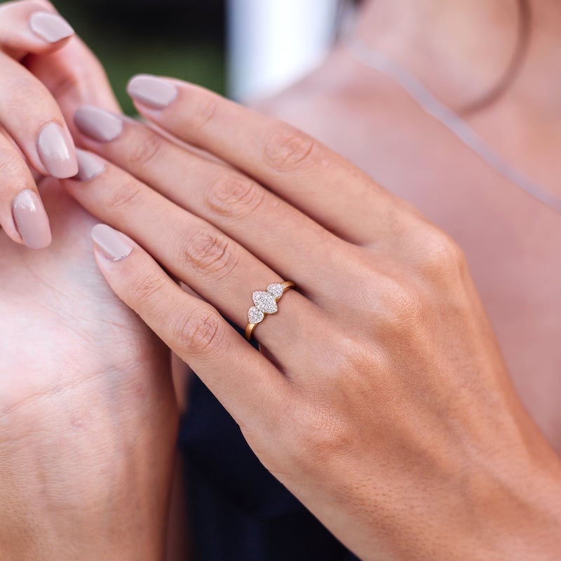 Miadora 1/5ct TDW Diamond Marquise and Heart Shaped Cluster Ring in Yellow Silver