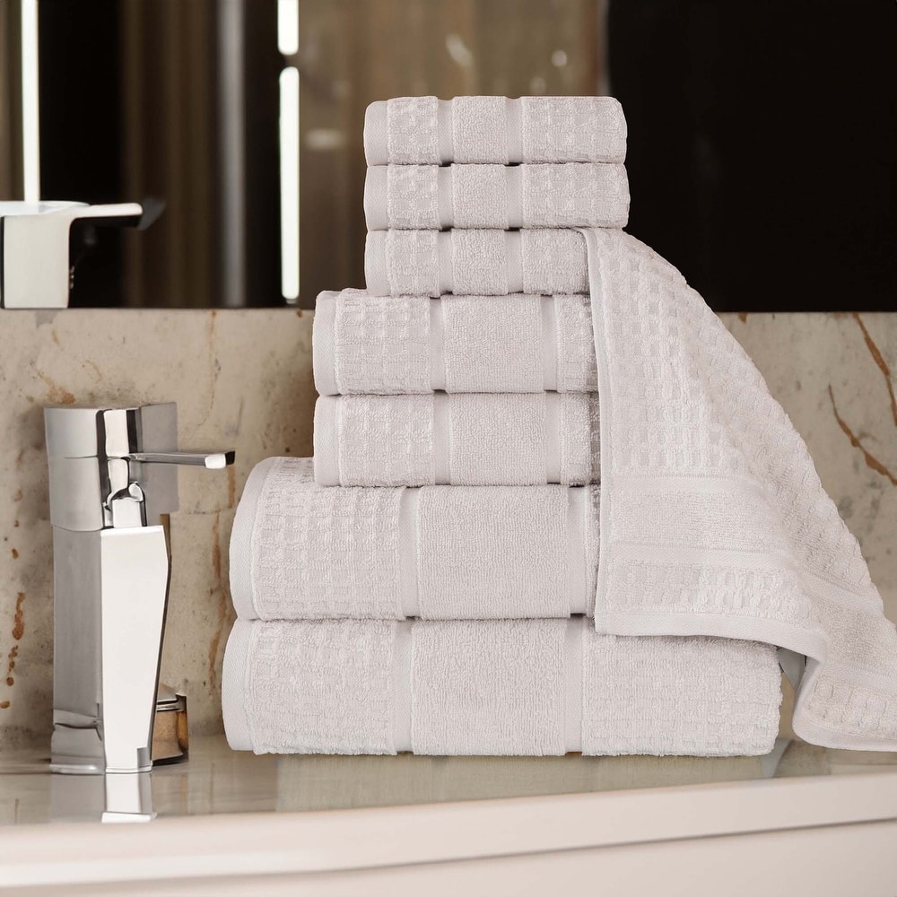 Superior Napa Zero Twist Cotton Waffle 8 Piece Bathroom Towel Set