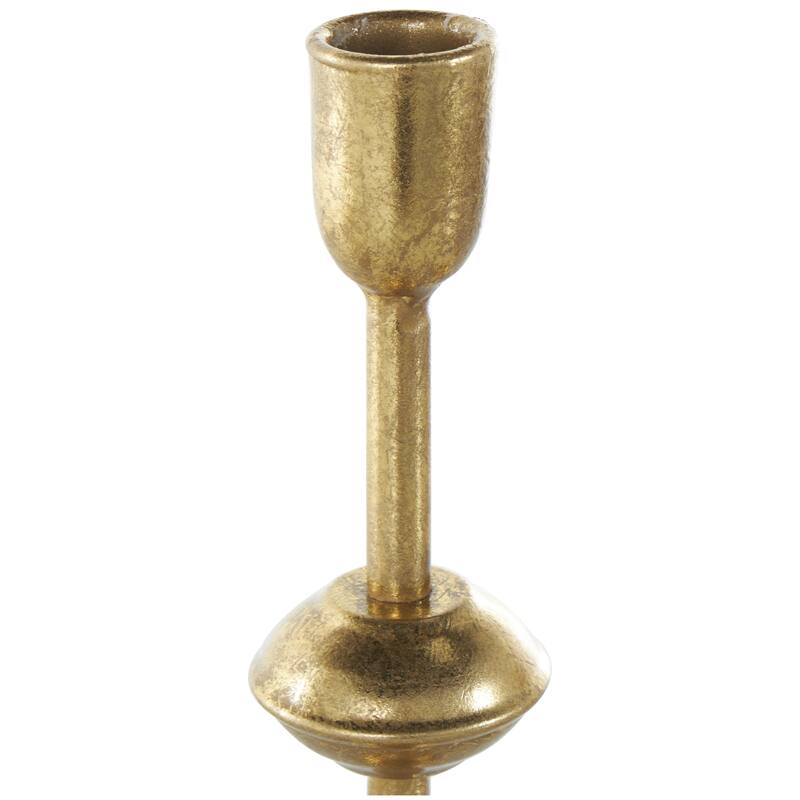 Metal Slim Decorative Candle Holder with Floating Spheres - Set of 3 Gold - Roche River Decor