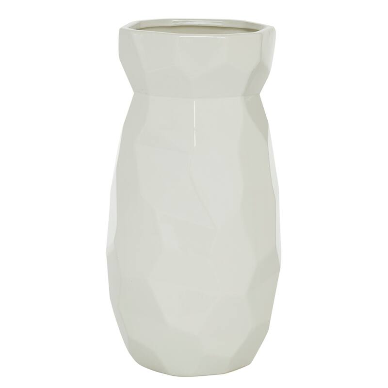 CosmoLiving by Cosmopolitan White Ceramic Geometric Vase