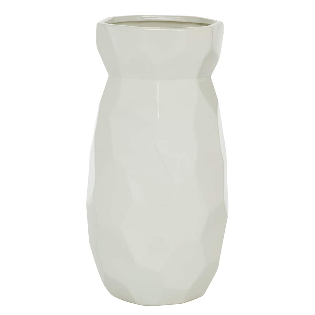 CosmoLiving by Cosmopolitan White Ceramic Geometric Vase