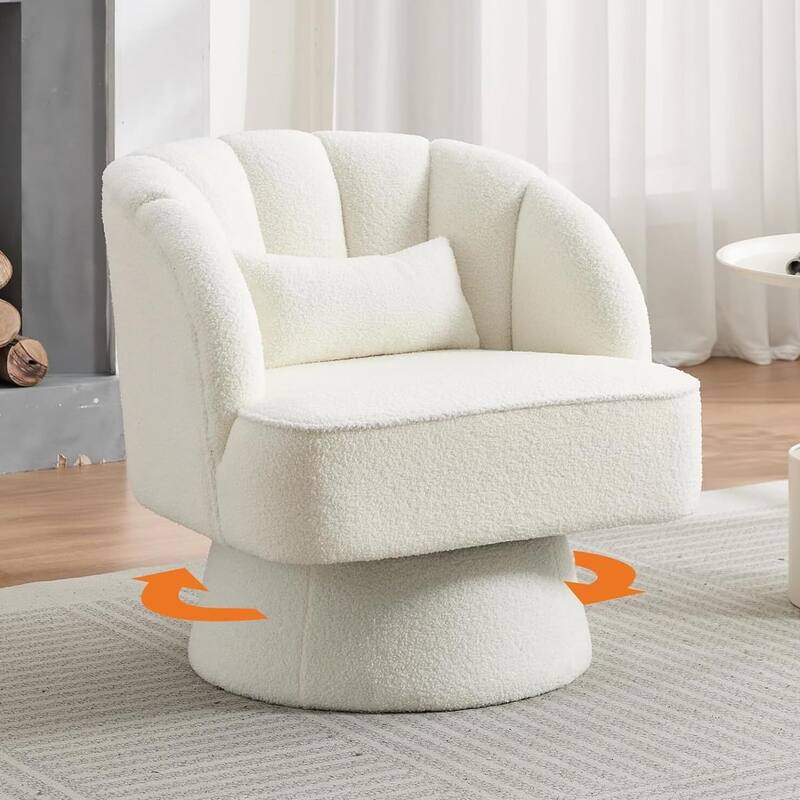 Velvet Upholstered 360° Swivel Accent Chair, Barrel Lounge Chair for Living, Bedroom Reading Nook