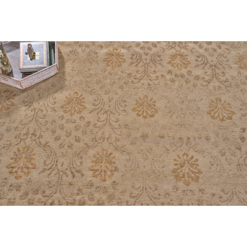 EXQUISITE RUGS ONE-OF-A-KIND Metro Collection Hand Knotted Tan Rug - 12'x15'
