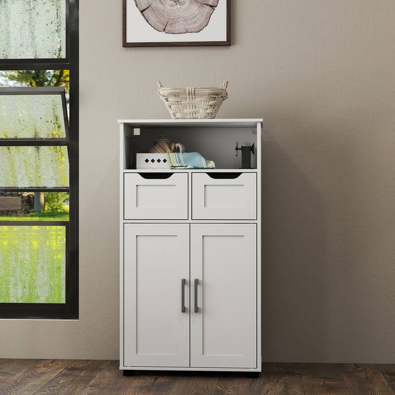 Farmhouse Double Door Storage Cabinet, Adjustable Shelves for Living