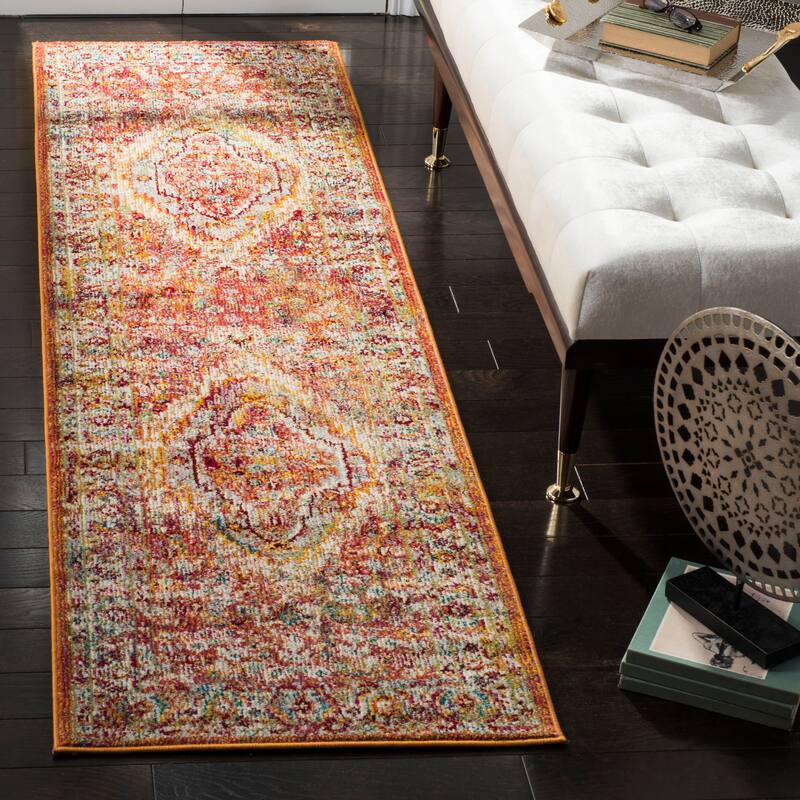 SAFAVIEH Savannah Lamiaa Boho Oriental Polyester Rug - 2'3" x 8' Runner - Orange - Runner