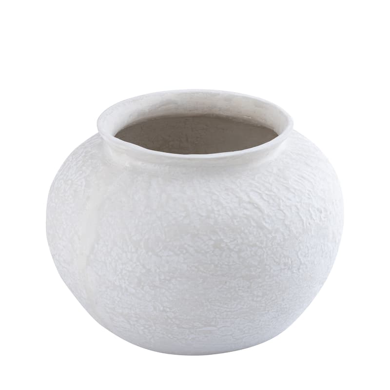 Paper Mache Pot Natural White Dia 11.02" - NATURAL WHITE - NATURAL WHITE