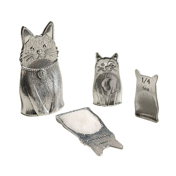 Shop Pewter Cat Family Measuring Spoons Set Of 4 Overstock