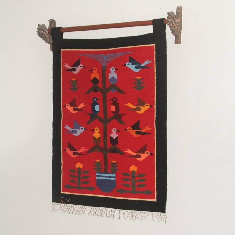 Novica Handmade Red Birds In Eden Wool Tapestry