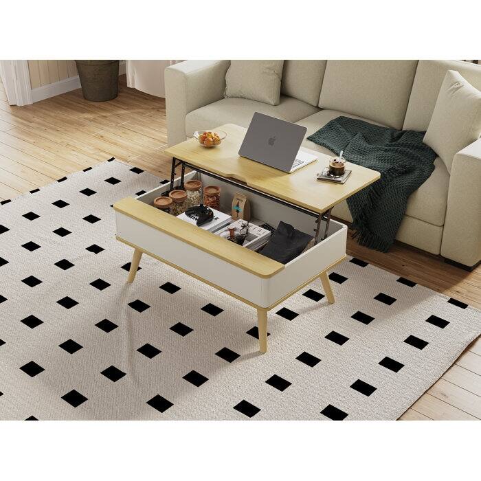 Elevatelux Rectangle Lift Top Square Coffee Table With Storage 37 x 23.5''