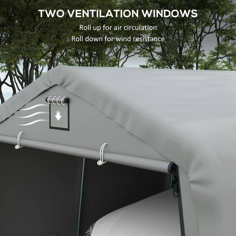 Outsunny 12' x 20' Heavy Duty Carport, Portable Garage Canopy Tent with 2 Ventilation Windows and Large Door, for Car, Truck