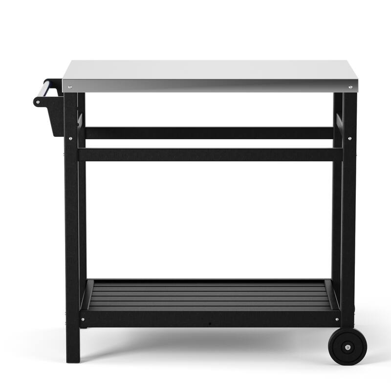 Multi-functional Outdoor Cart: Ideal for Pizza Ovens, Grilling, and Dining -RV carts - Black