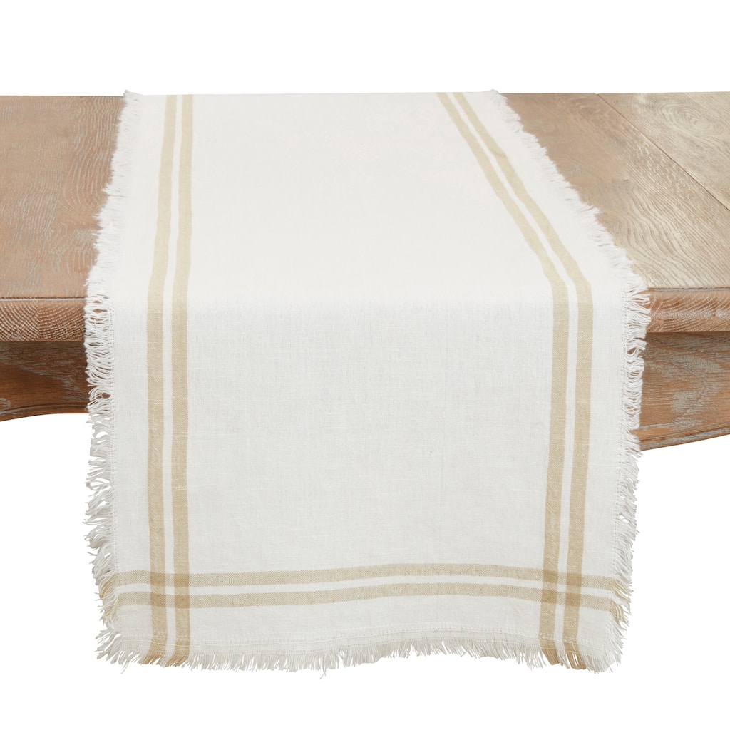 Trendy Fringed Stripe Table Runner - 13"x72"